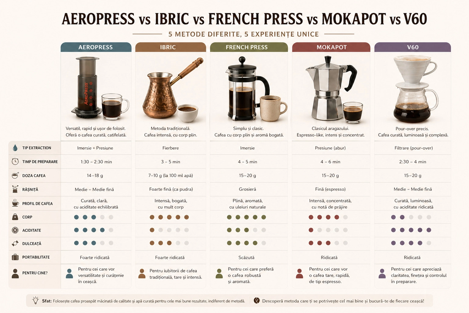 Aeropress vs Ibric vs French Press vs MokaPot vs V60