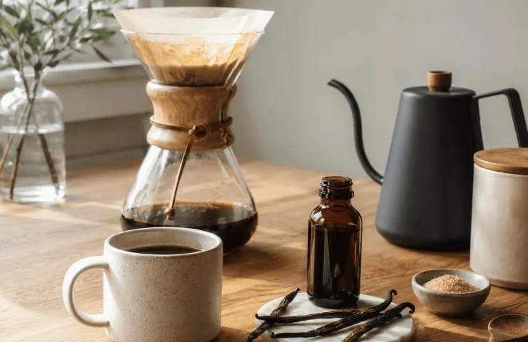 extract de vanilie în cafea