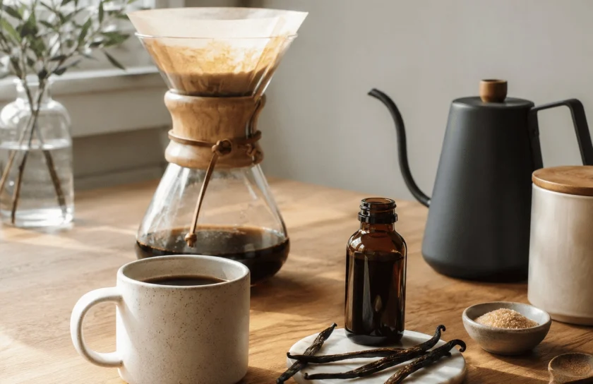 extract de vanilie în cafea