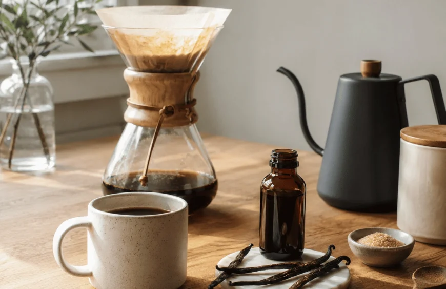 extract de vanilie în cafea