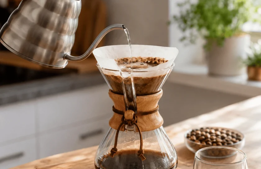 preparare cafea chemex