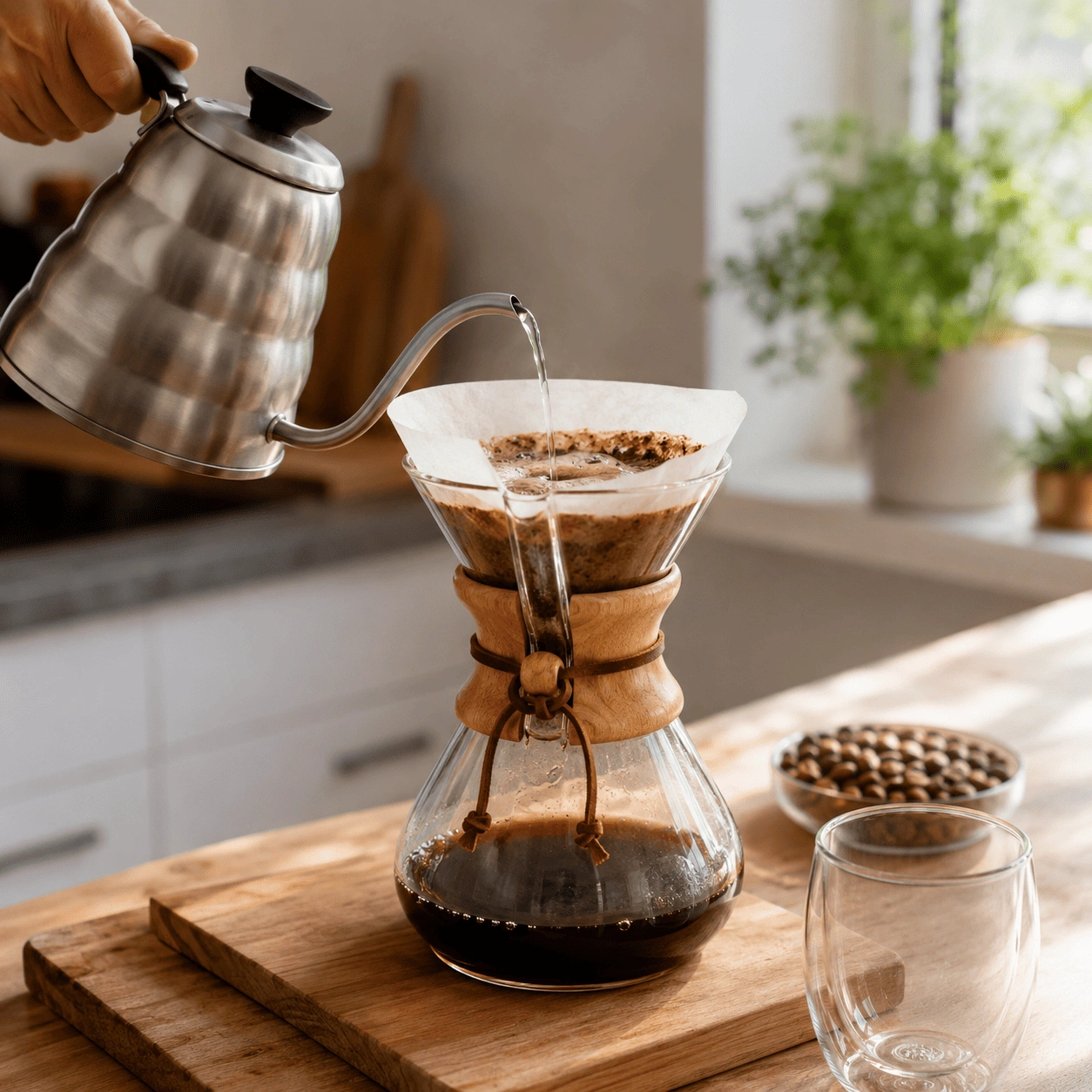 preparare cafea chemex